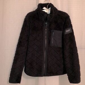 Calvin Klein XL Black Sherpa Teddy Fleece Lined Full Zip Performance Jacket